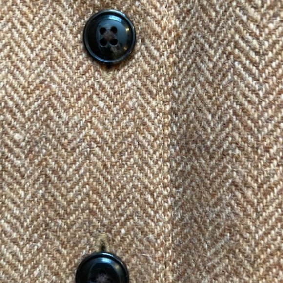 Vintage Inspired Talbots Tan Herringbone Wool A Line Button Down Skirt Size 6 - Picture 8 of 8